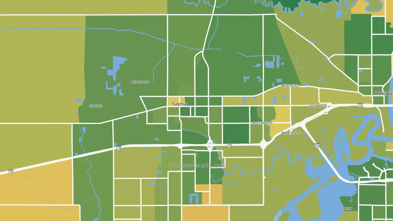 Sulphur, LA Map of Murder Rates