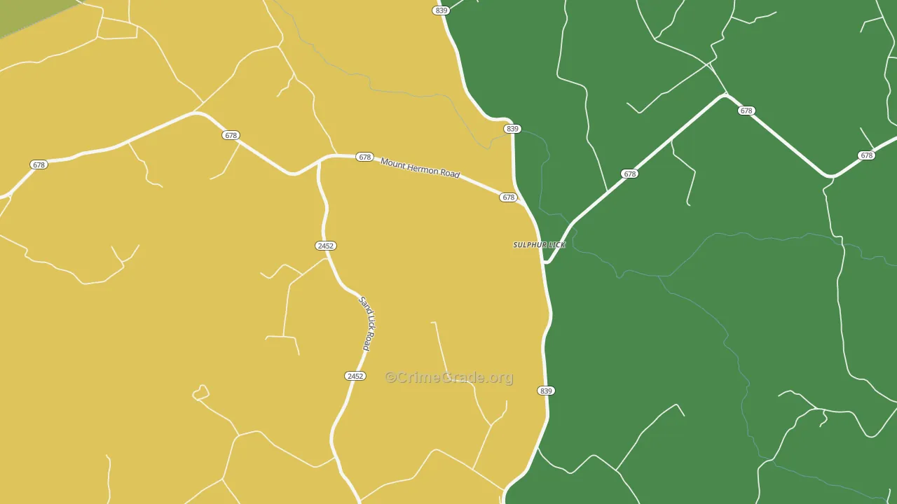 Sulphur Lick, KY Map of Murder Rates