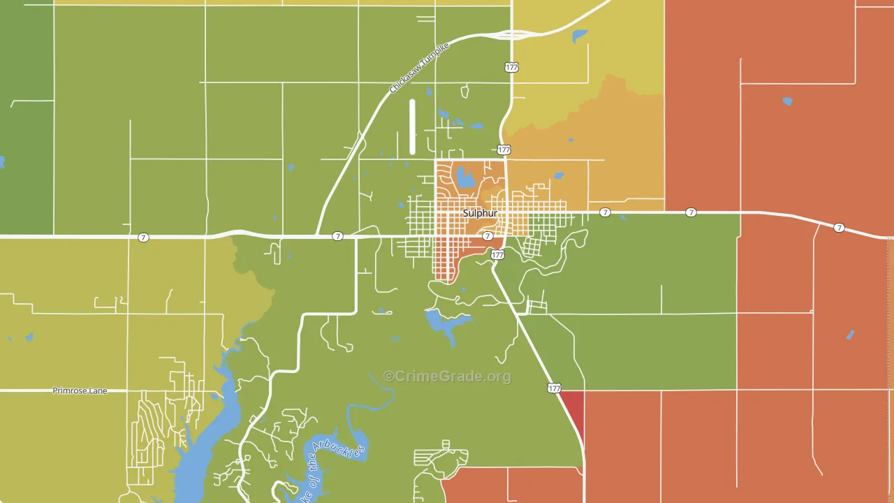 Sulphur, OK Map of Murder Rates