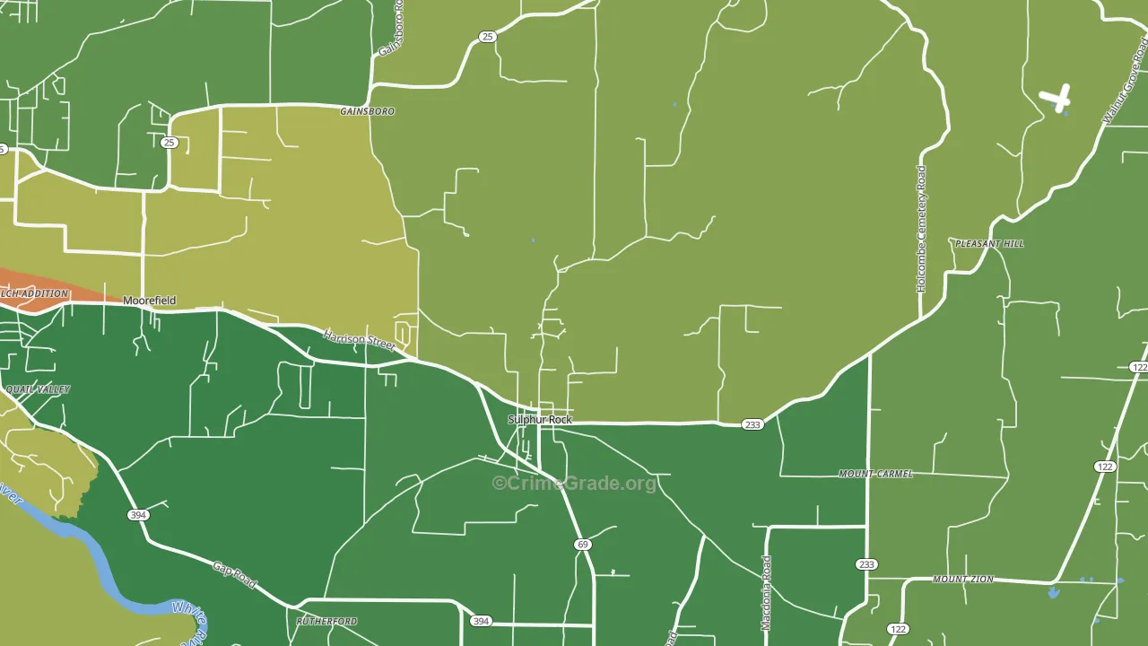 Sulphur Rock, AR Map of Murder Rates