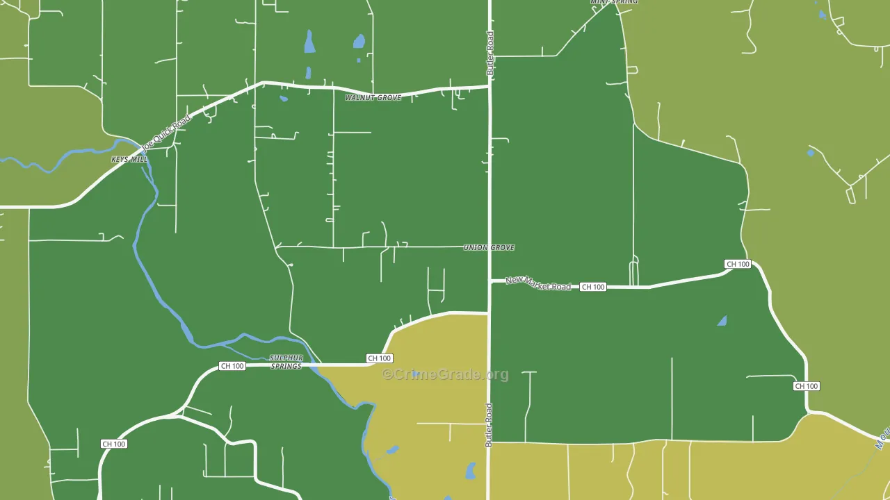 Sulphur Springs, AL Map of Murder Rates