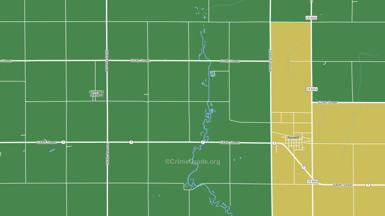 Sulphur Springs, IA Map of Murder Rates