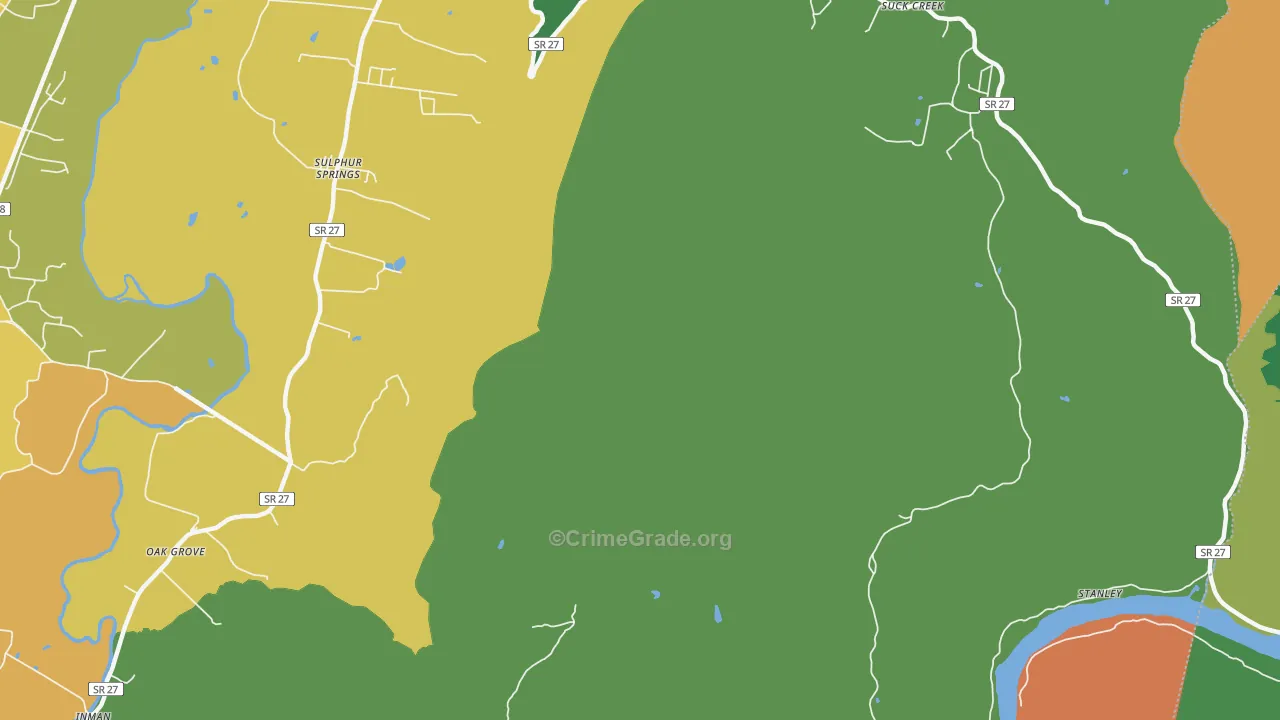 Sulphur Springs, TN Map of Murder Rates