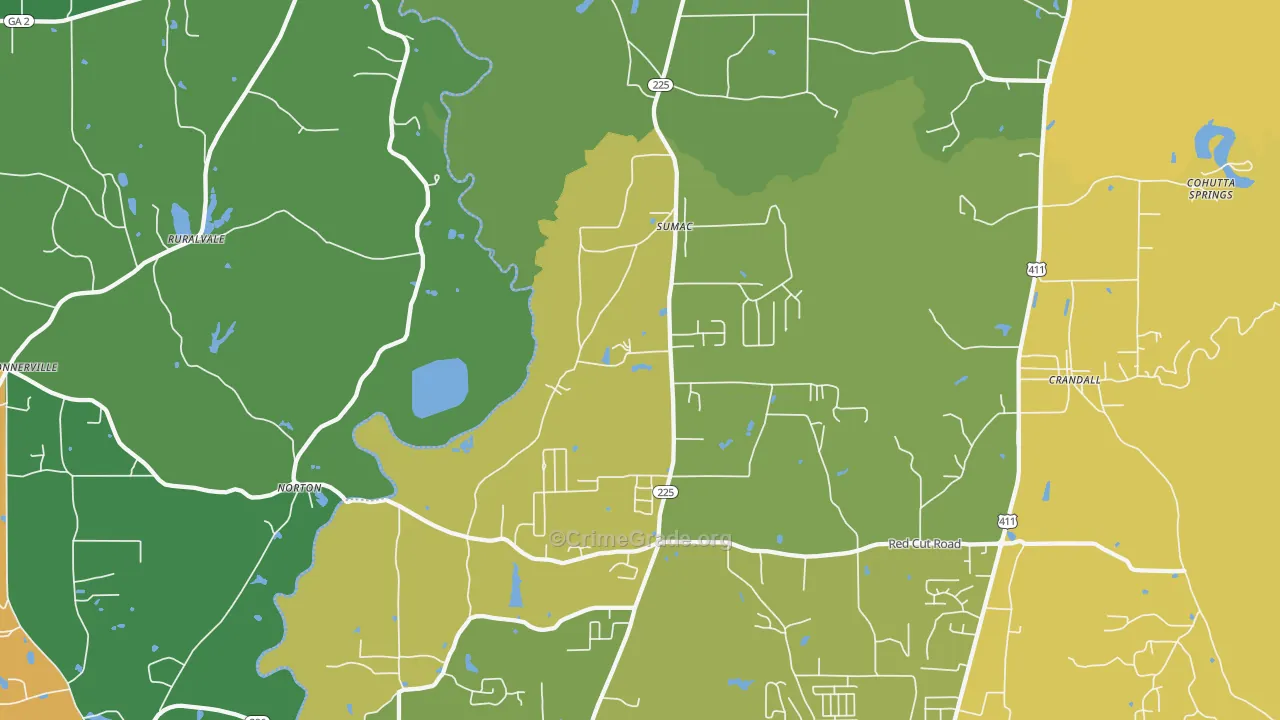 Sumac, GA Map of Murder Rates
