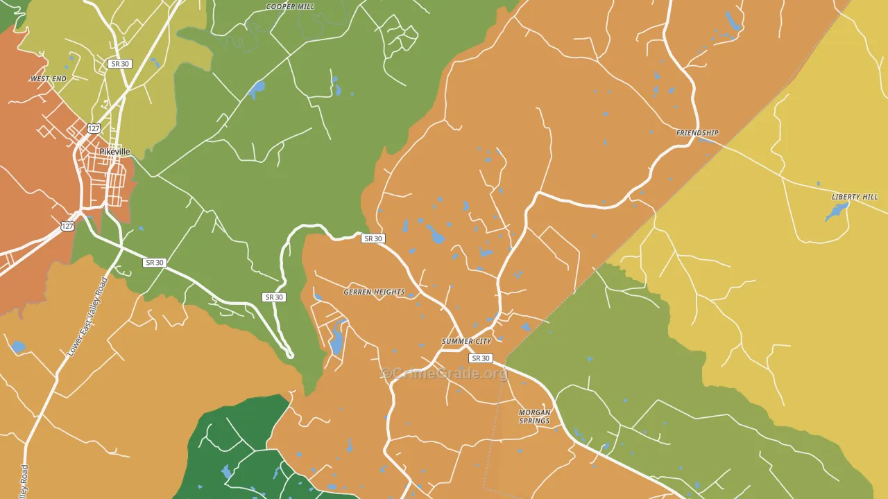 Summer City, TN Map of Murder Rates