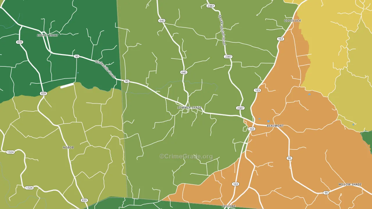 Summer Shade, KY Map of Murder Rates