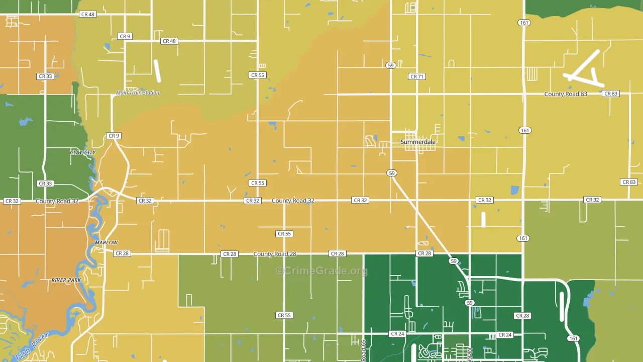 Summerdale, AL Map of Murder Rates