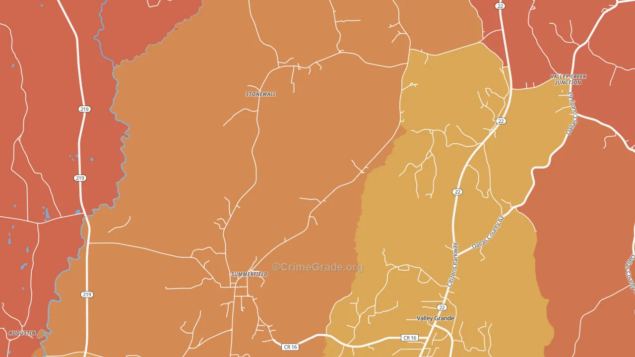 Summerfield, AL Map of Murder Rates