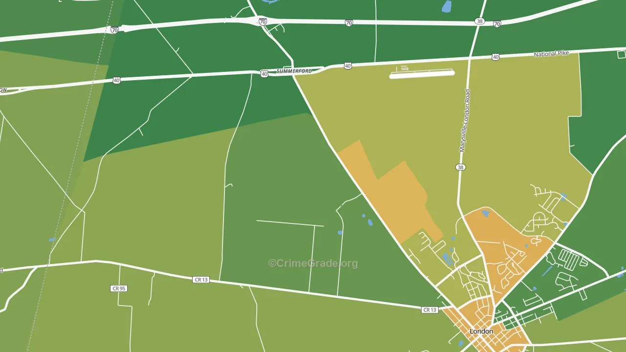Summerford, OH Map of Murder Rates
