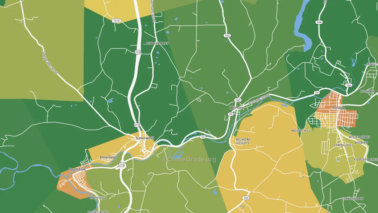 Summerhill, PA Map of Murder Rates