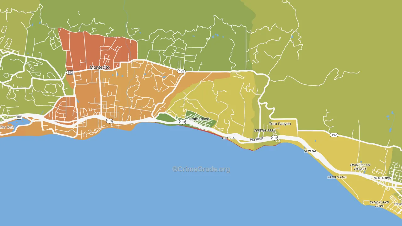 Summerland, CA Map of Murder Rates