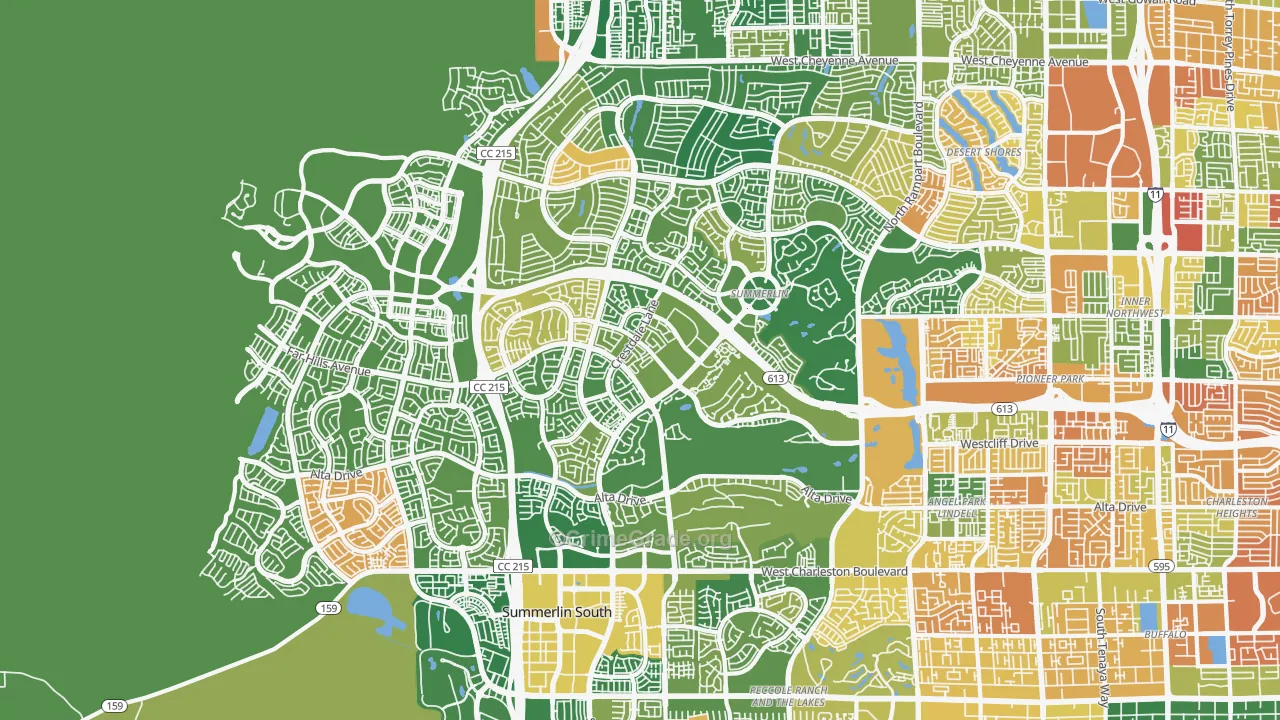Summerlin North, Las Vegas, NV Map of Murder Rates