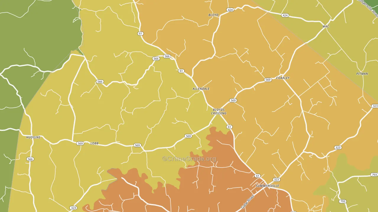 Summersville, KY Map of Murder Rates