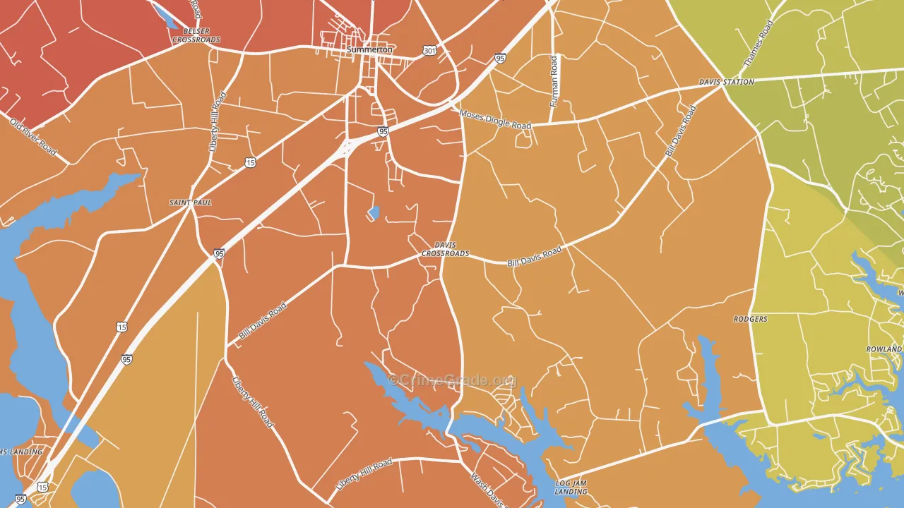 Summerton, SC Map of Murder Rates