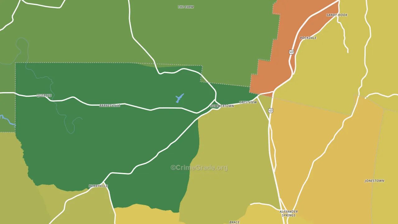 Summertown, TN Map of Murder Rates