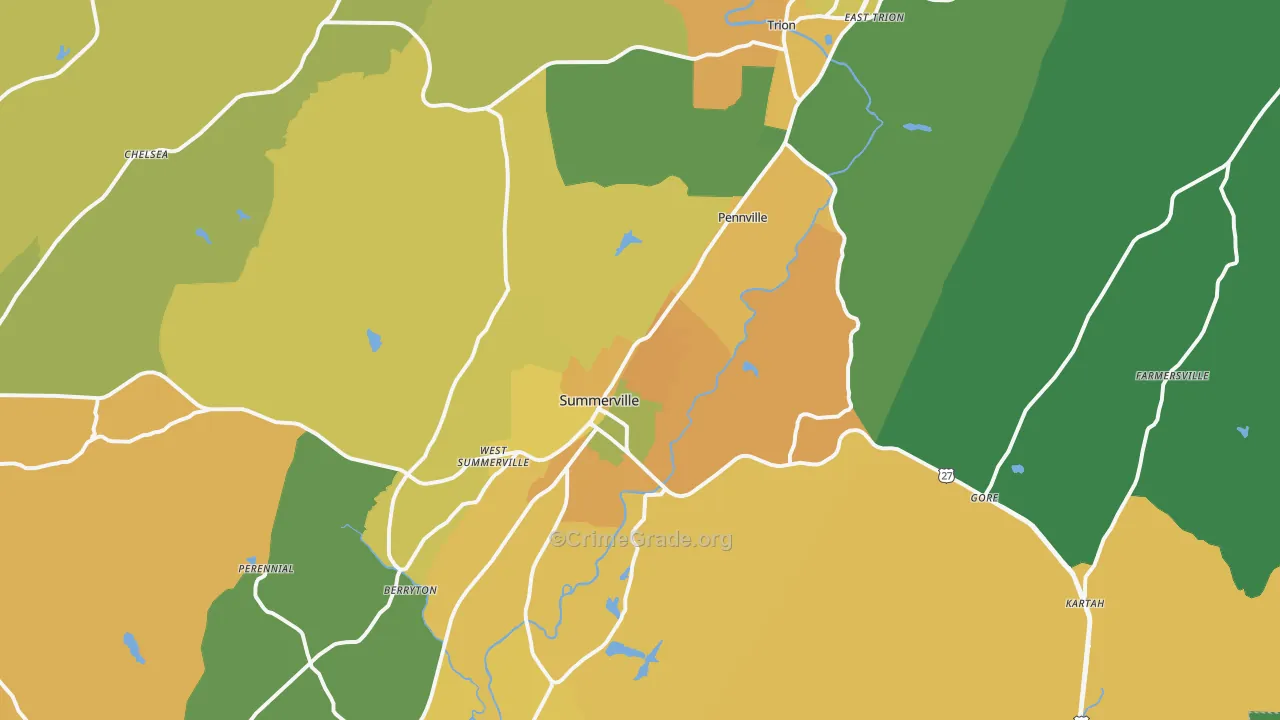 Summerville, GA Map of Murder Rates