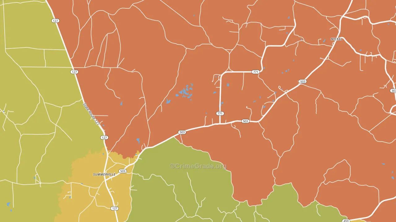 Summerville, LA Map of Murder Rates