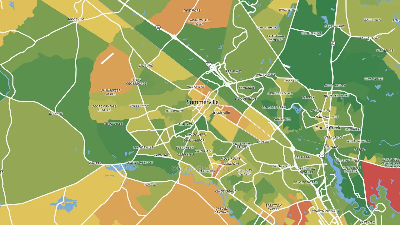 Summerville, SC Map of Murder Rates
