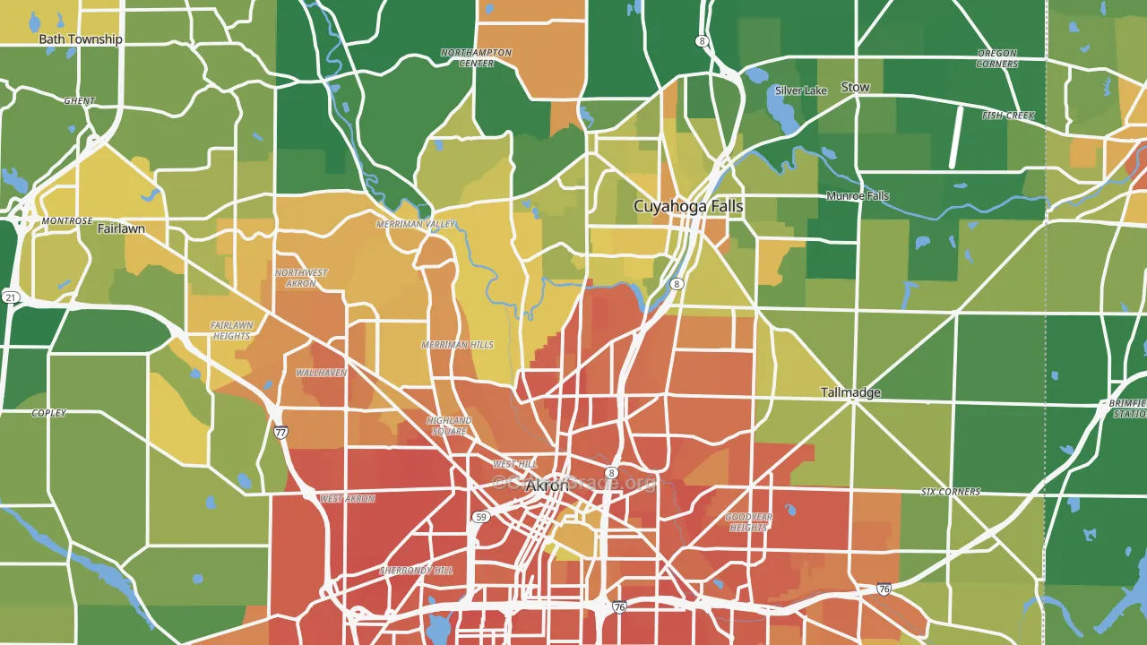 Summit County, OH Map of Murder Rates