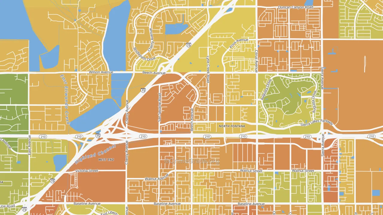 Summit Heights, Fontana, CA Map of Murder Rates