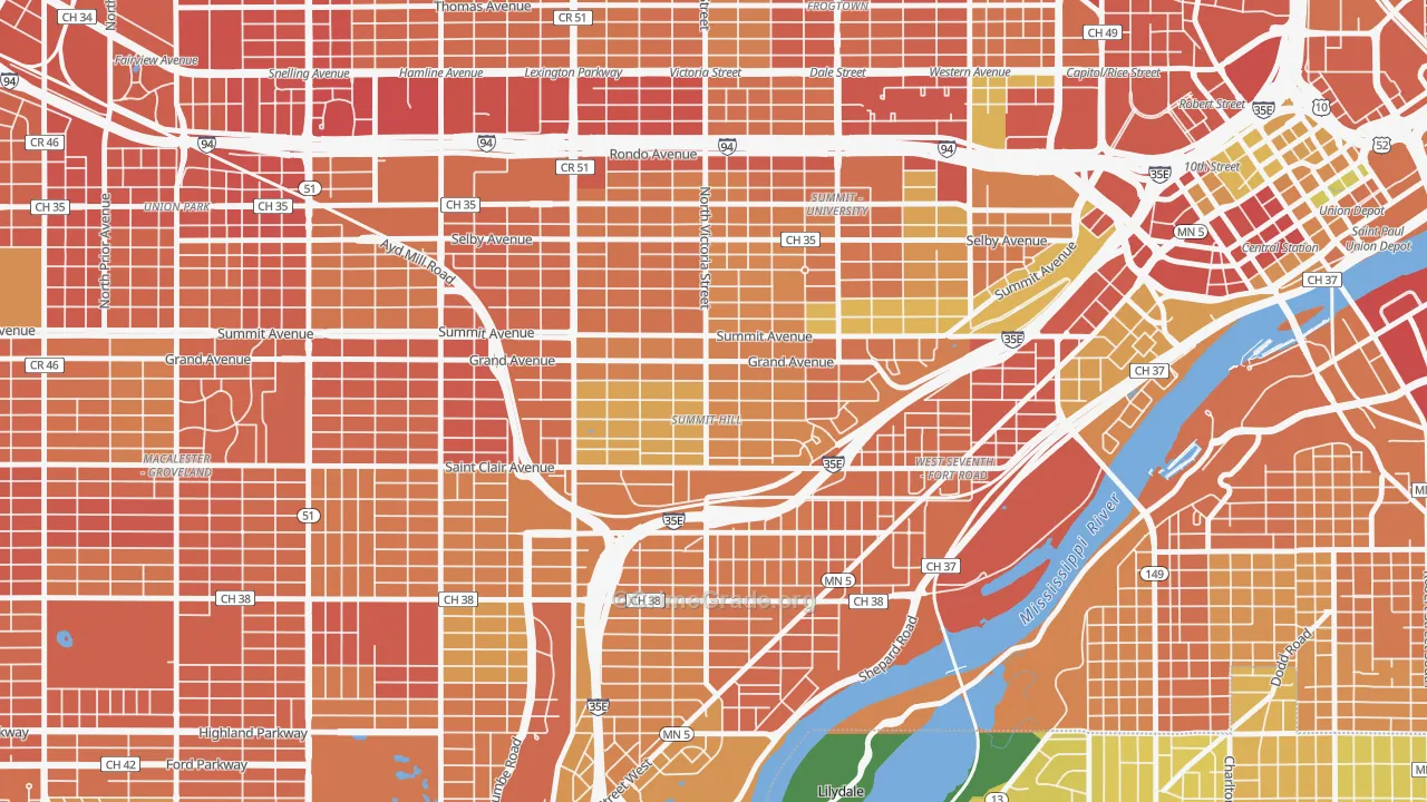 Summit Hill, St. Paul, MN Map of Murder Rates