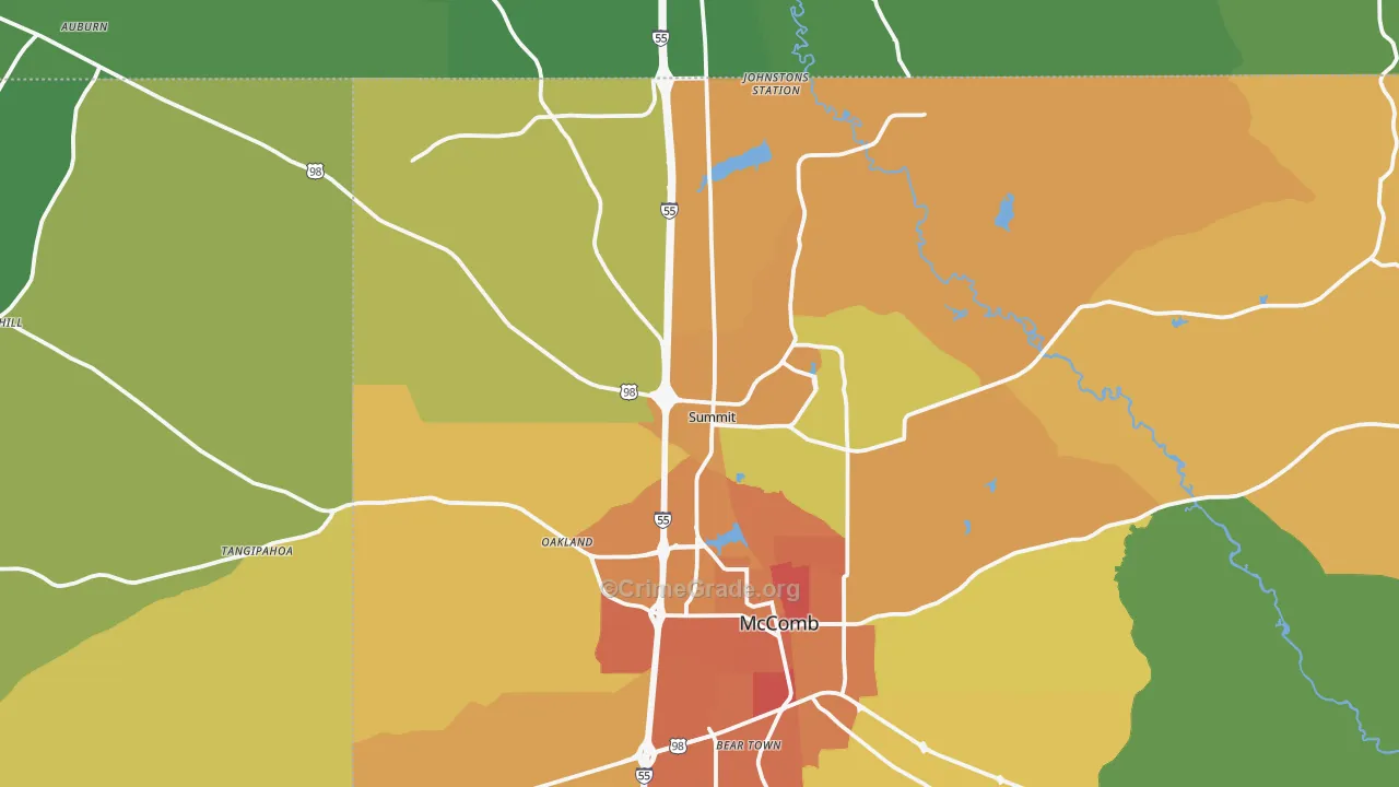Summit, MS Map of Murder Rates