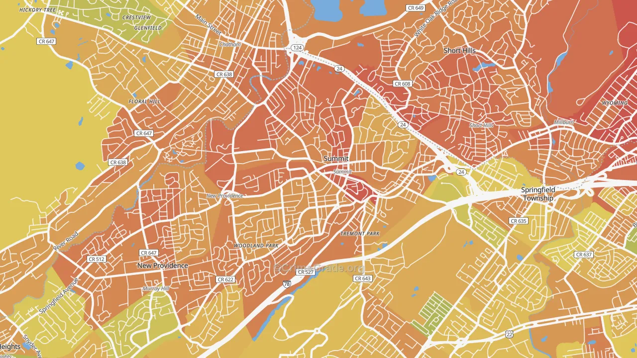 Summit, NJ Map of Murder Rates