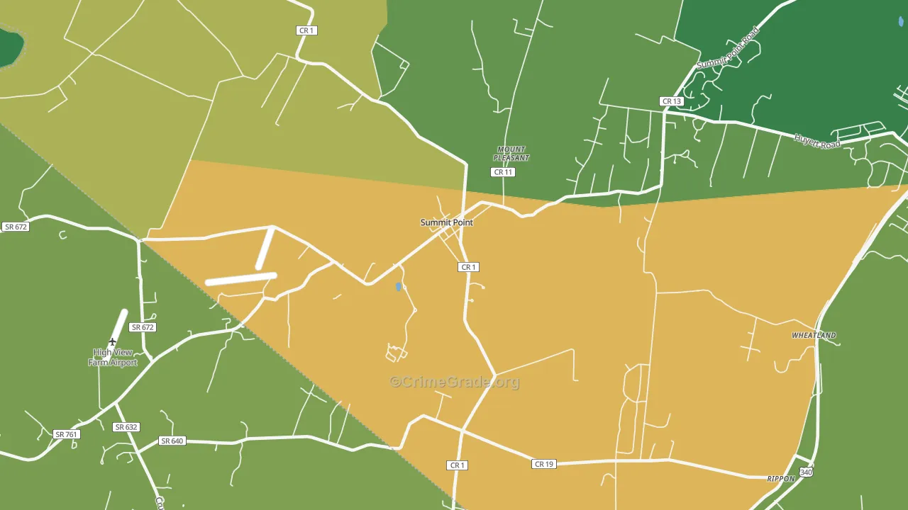 Summit Point, WV Map of Murder Rates