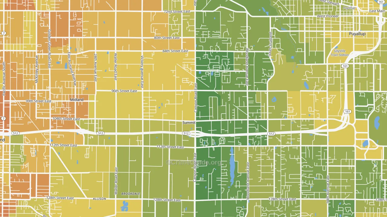 Summit, Puyallup, WA Map of Murder Rates