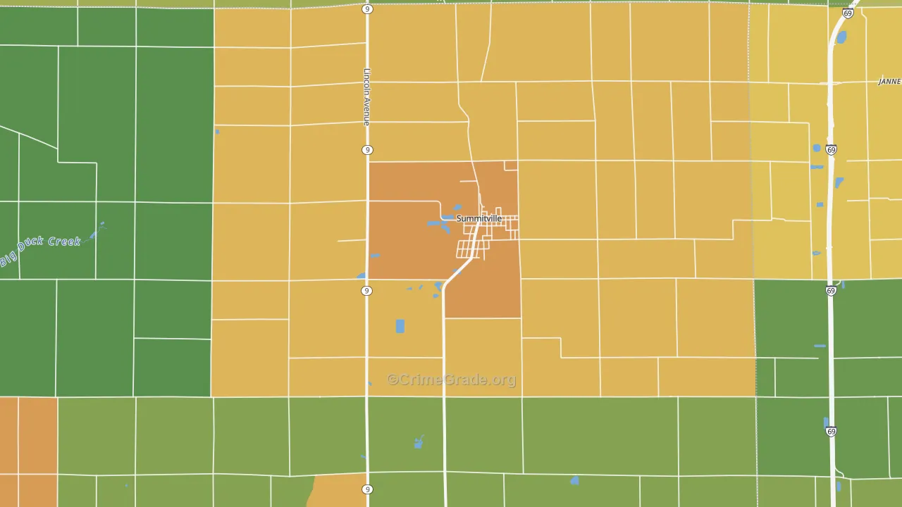 Summitville, IN Map of Murder Rates