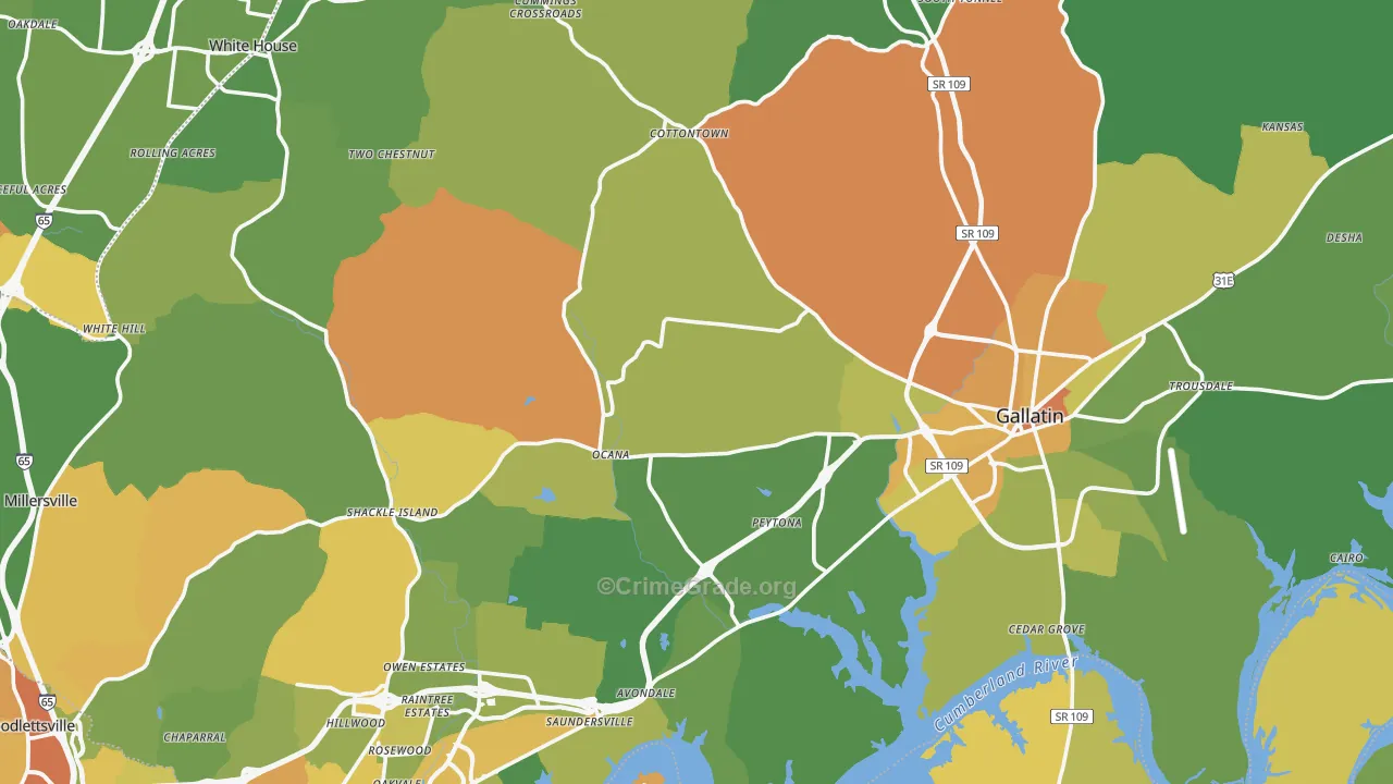Sumner County, TN Map of Murder Rates