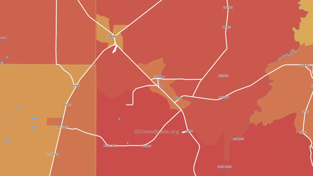 Sumner, MS Map of Murder Rates