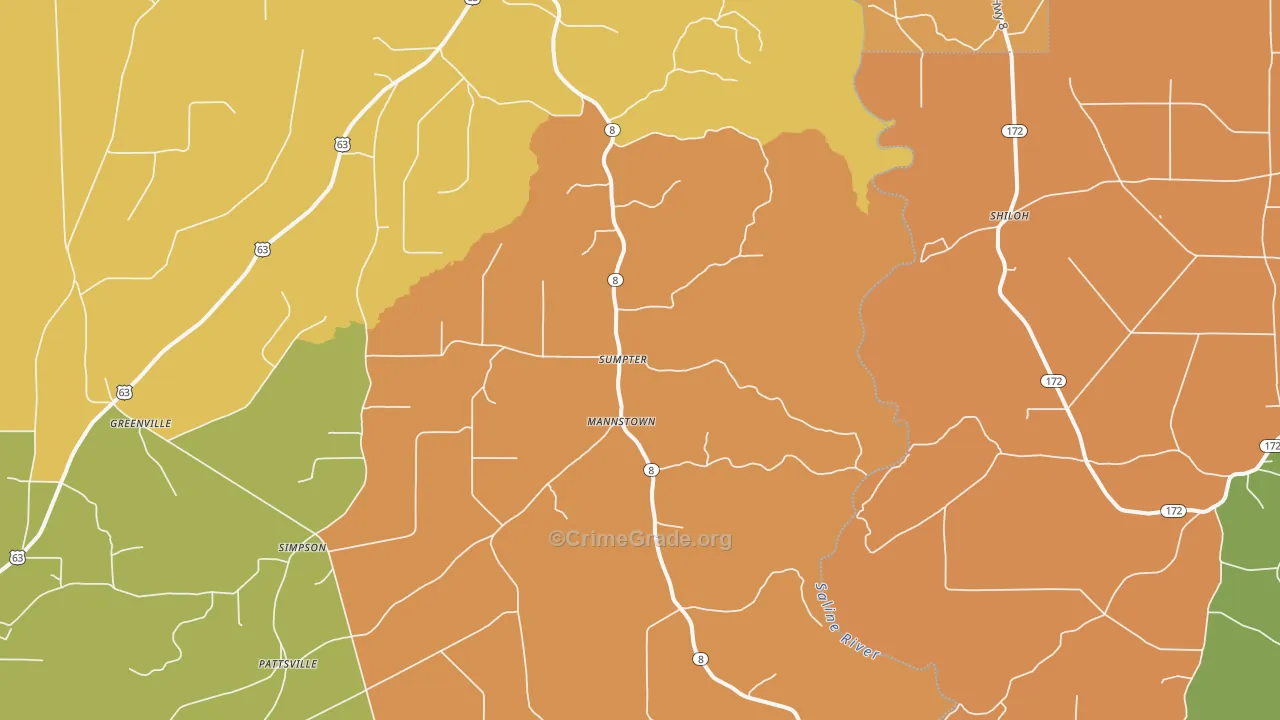 Sumpter, AR Map of Murder Rates