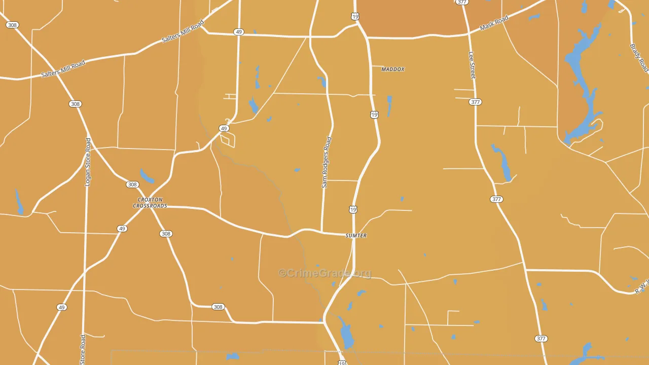 Sumter, GA Map of Murder Rates
