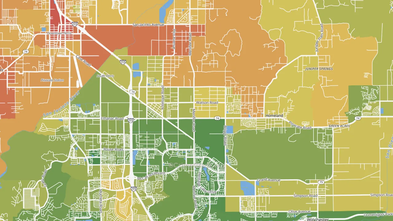Sun City, CA Map of Murder Rates