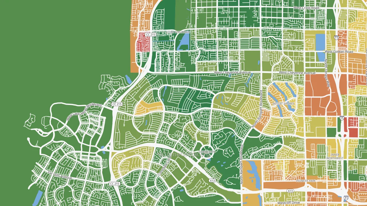Sun City Summerlin, Las Vegas, NV Map of Murder Rates