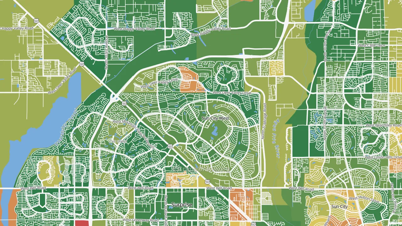 Sun City West, AZ Map of Murder Rates