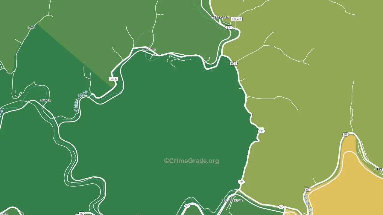 Sun Hill, WV Map of Murder Rates