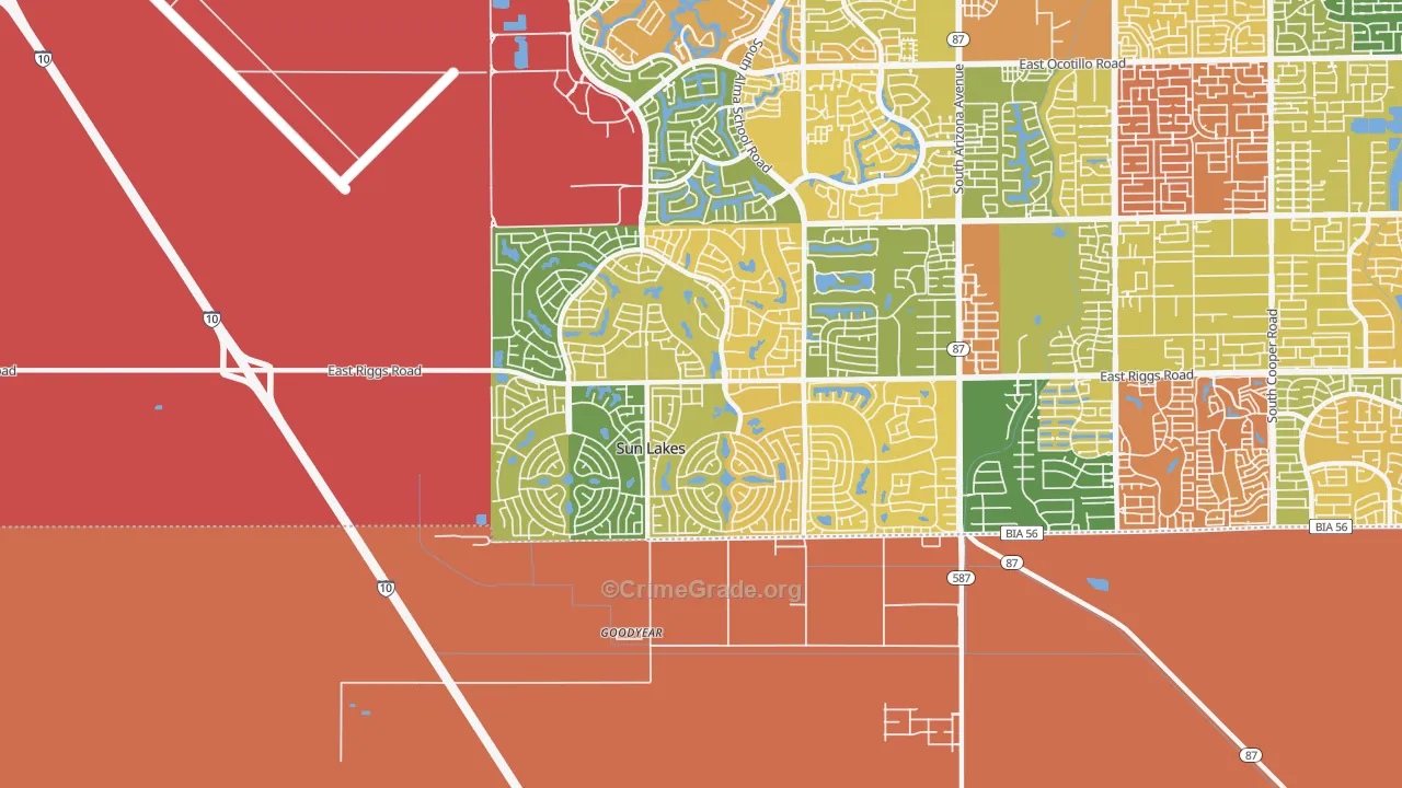 Sun Lakes, AZ Map of Murder Rates