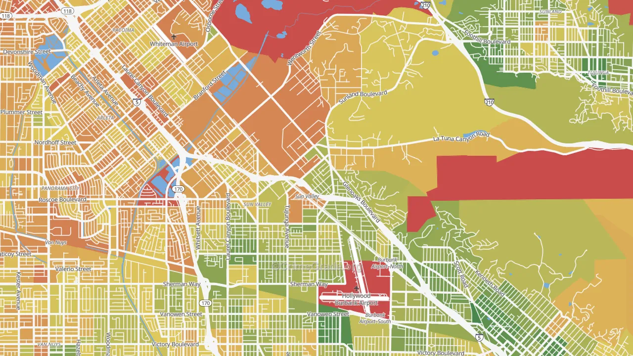 Sun Valley, CA Map of Murder Rates