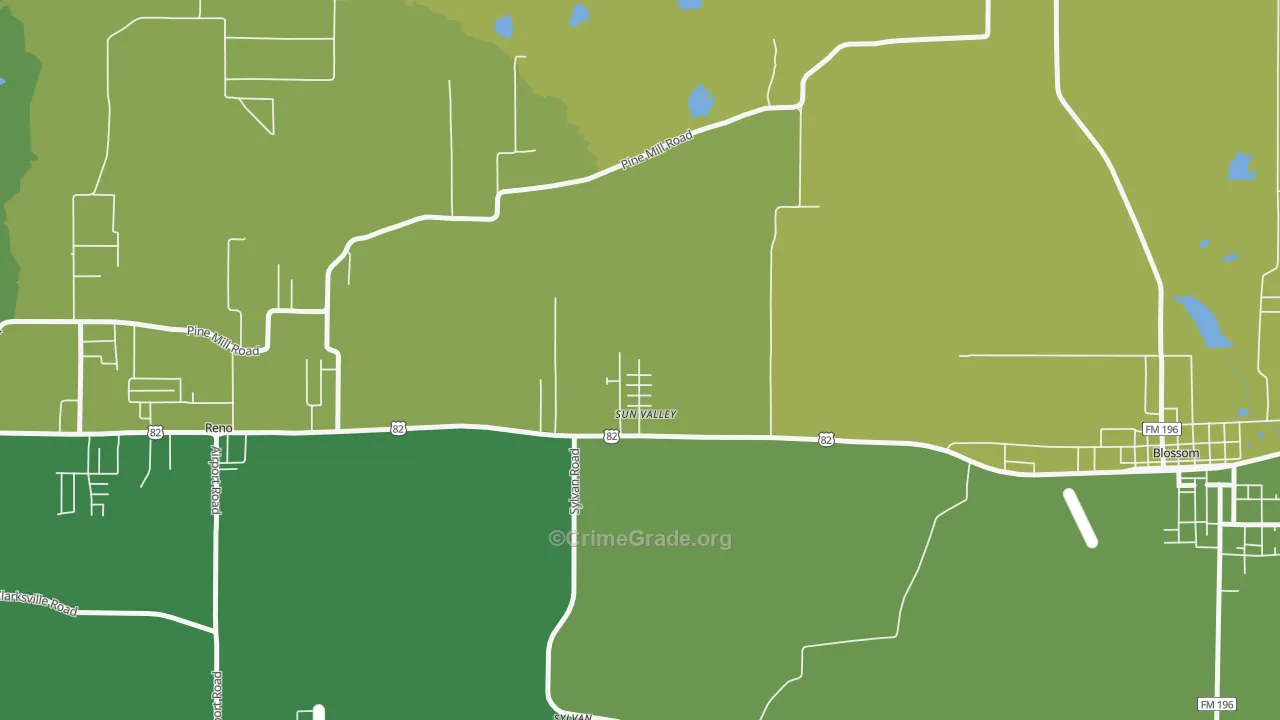 Sun Valley, TX Map of Murder Rates