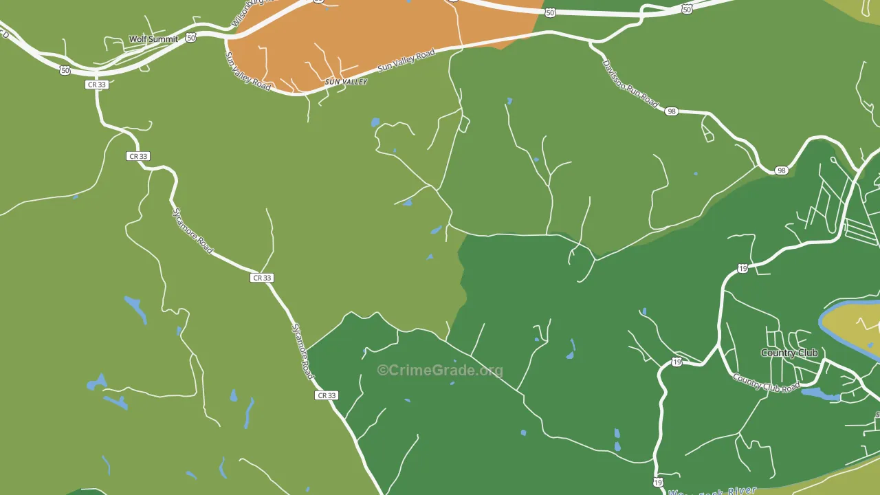 Sun Valley, WV Map of Murder Rates