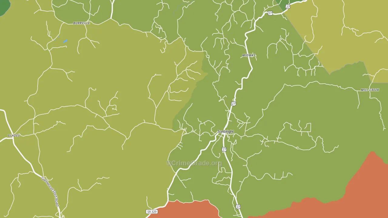 Sunbright, TN Map of Murder Rates