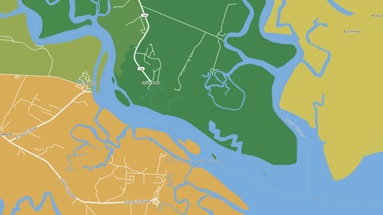 Sunbury, GA Map of Murder Rates