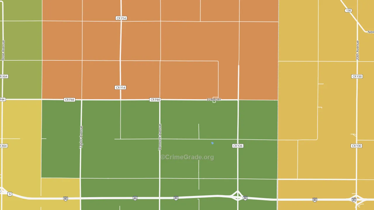 Sunbury, IA Map of Murder Rates