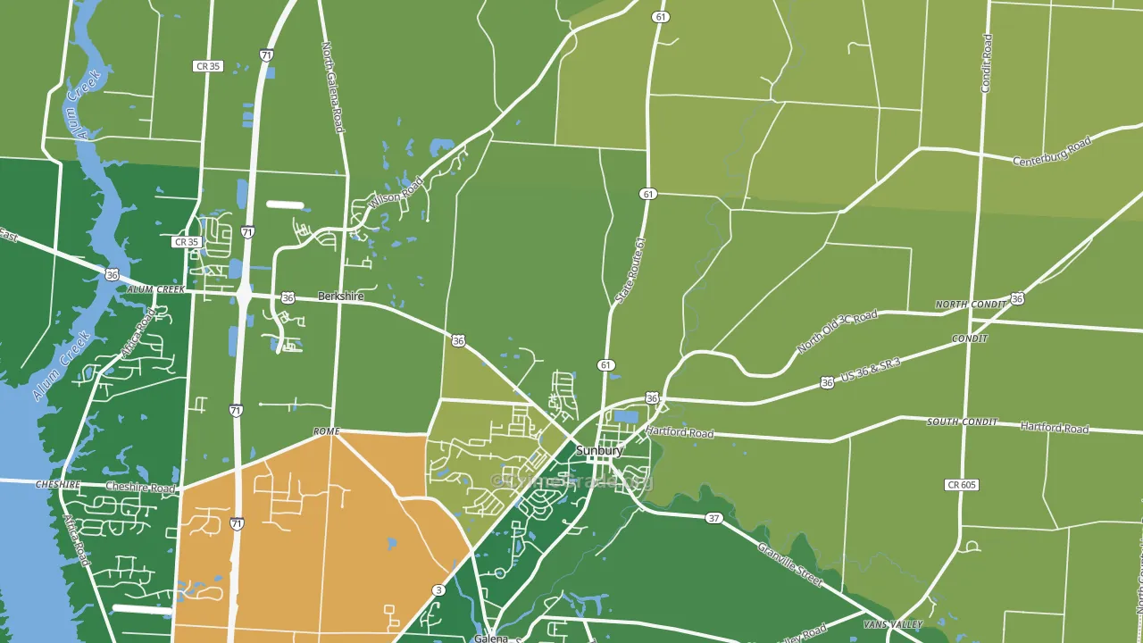Sunbury, OH Map of Murder Rates