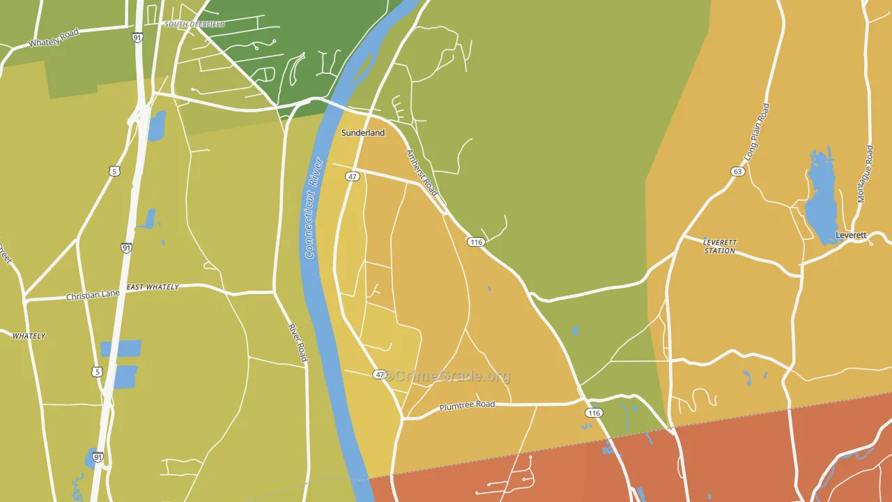 Sunderland, MA Map of Murder Rates