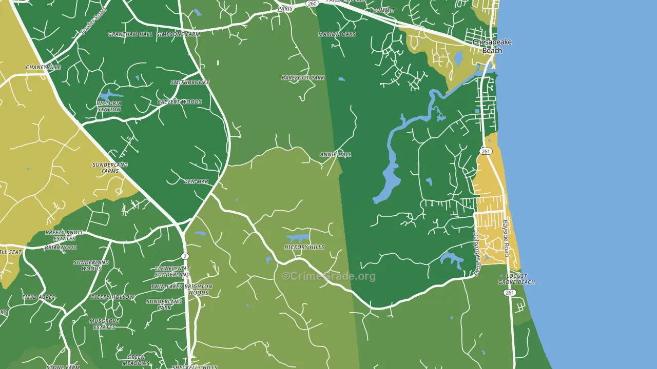 Sunderland, MD Map of Murder Rates