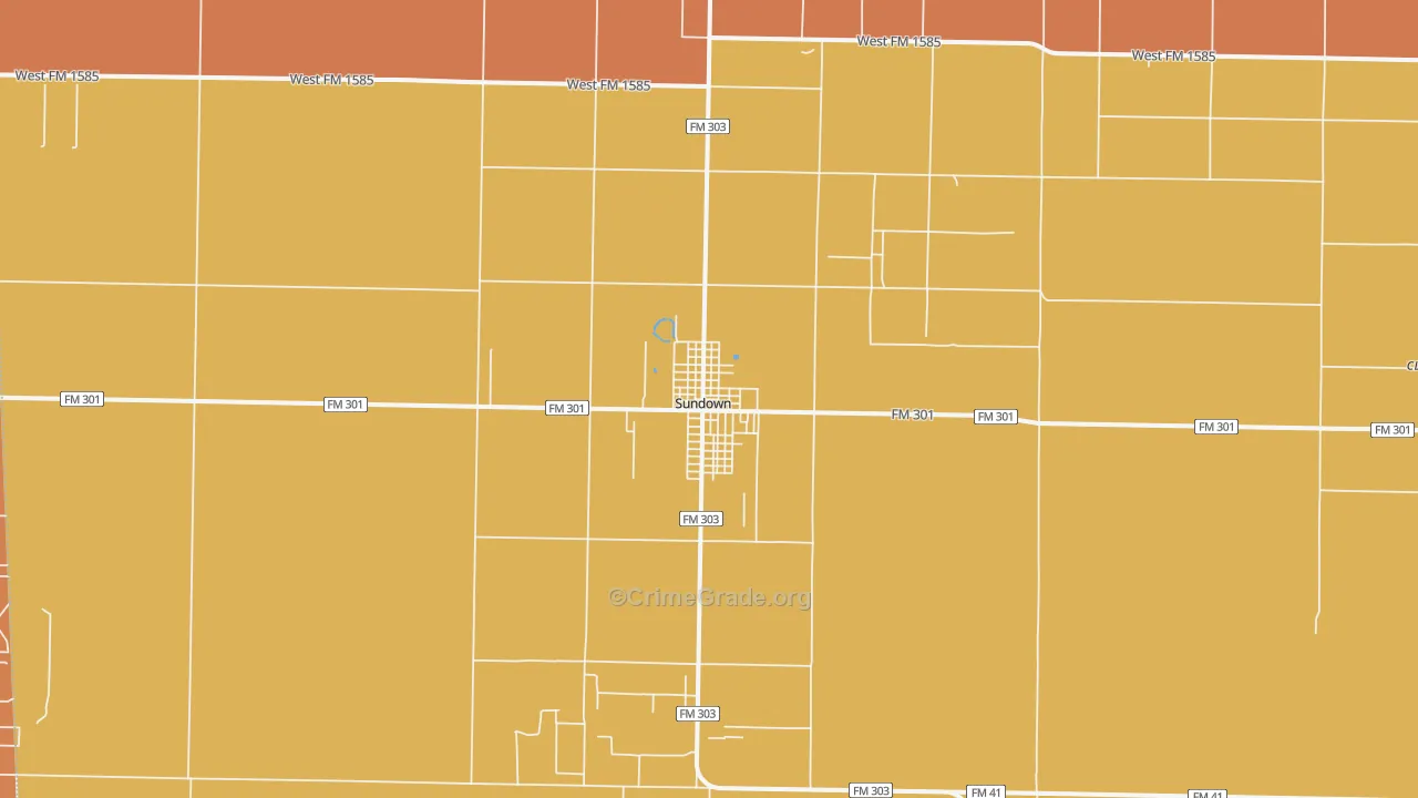 Sundown, TX Map of Murder Rates