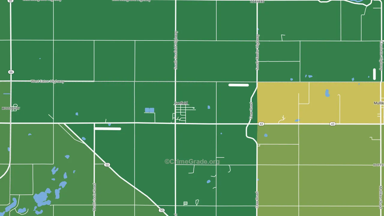 Sunfield, MI Map of Murder Rates